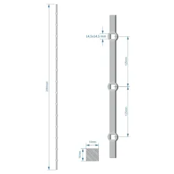 Tyč 2m opieskovaná, profil 14mm, rozteč 125mm, oko 14,5mm Tyč 2m opieskovaná, profil 14mm, rozteč 125mm, oko 14,5mm